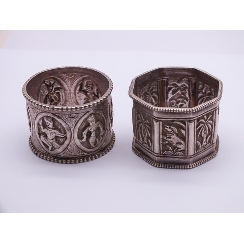 294 - TWO ORIENTAL SILVER NAPKIN RINGS TOTAL WEIGHT 47G