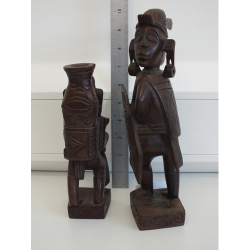 390 - 2 x CARVED WOODEN FIGURES