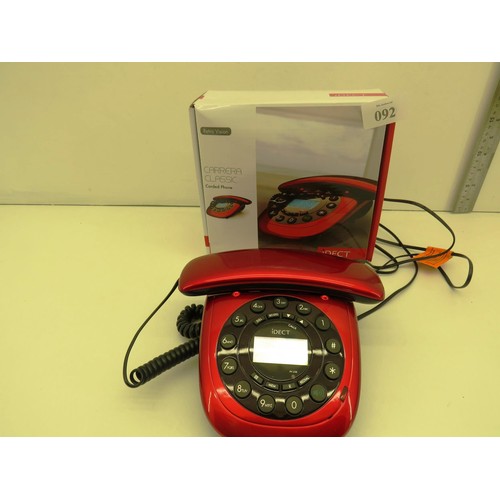 92 - A CARRERA CLASSIC METALLIC RED RETRO CORDED PHONE