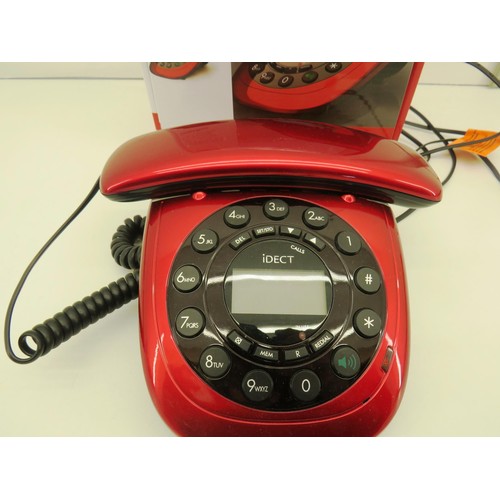 92 - A CARRERA CLASSIC METALLIC RED RETRO CORDED PHONE