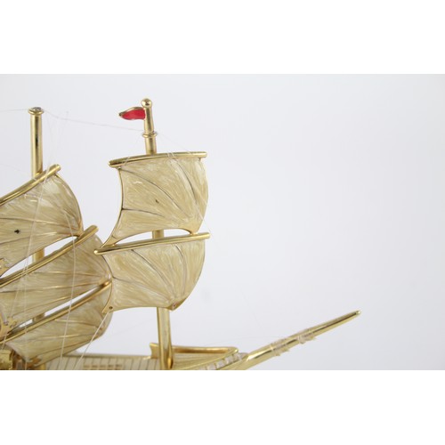 453 - A Pair Of Enamel Galleon Ship ORNAMENTS