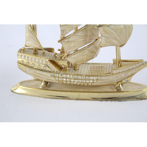 453 - A Pair Of Enamel Galleon Ship ORNAMENTS
