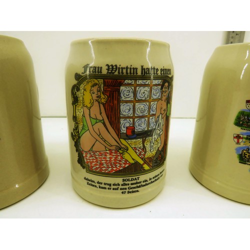 282 - THREE GERMAN STONEWARE BEER STEINS