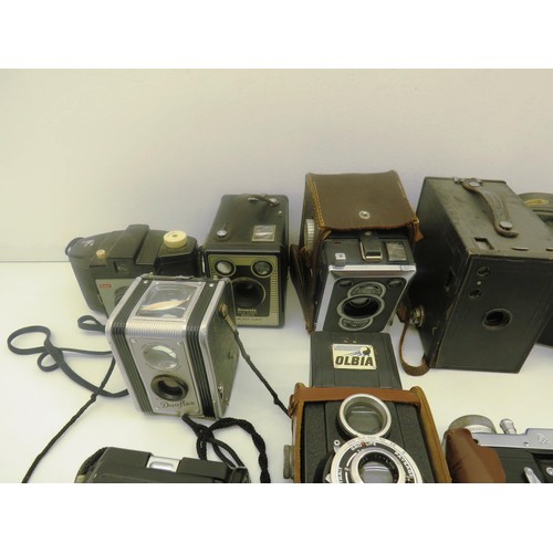 185 - 12 x VINTAGE CAMERAS INCLUDE ZEISS IKON, OLBIA, KODAK DUAFLEX II ETC