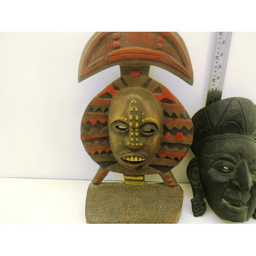 240 - TWO AFRICAN TRIBAL MASKS AND ONE OTHER