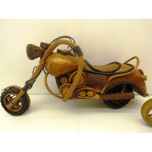 12 - TWO LARGE WOODEN MOTORBIKE ORNAMENTS