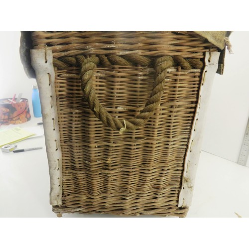 17 - VINTAGE MILITARY WICKER BACKET