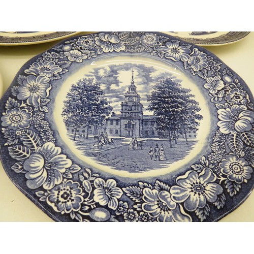 316 - WILLOW PATTERN PLATES, LIVERPOOL ROAD, LIBERTY BLUE