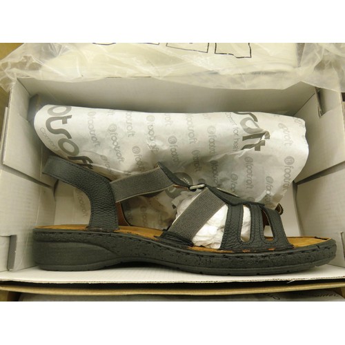 319 - LADIES SANDLES, CUSHION WALK SHOES SIZE 7, SILVER SATIN SHOES, SIZE 6.5, TOUCH FASHION SHOES SIZE 7