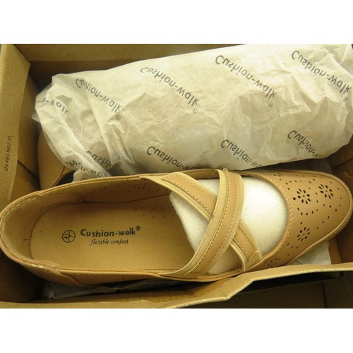 319 - LADIES SANDLES, CUSHION WALK SHOES SIZE 7, SILVER SATIN SHOES, SIZE 6.5, TOUCH FASHION SHOES SIZE 7