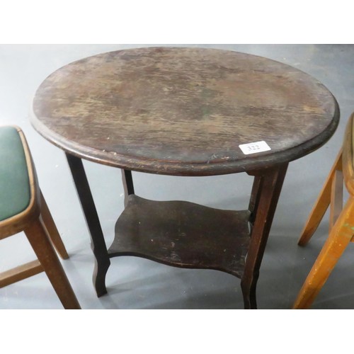 322 - VINTAGE COFFEE TABLE, TWO STOOLS, OVAL HALL TABLE