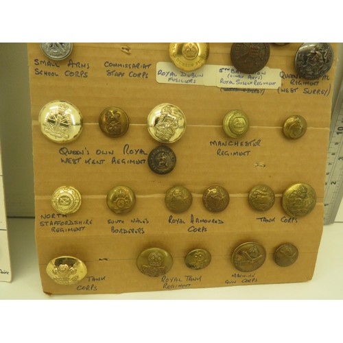 331 - MILITARY BUTTONS MOUNTED ON BOARD WEST YORKSHIRE REG, CHESHIRE REG- APPROXIMATLEY 84