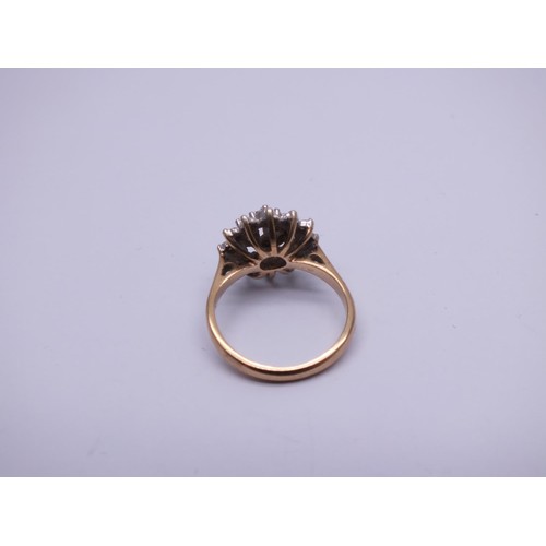 109 - 9ct GOLD WHITE CZ CLUSTER RING SIZE K, 3.2g