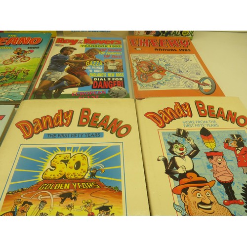 358 - 30 x VINTAGE CARTOON ANNUALS BEANO, DANDY ETC, MILLERS COLLECTORS GUIDE BOOKS PLUS OTHER BOOKS