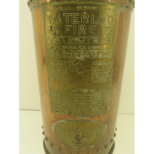 360 - VINTAGE ORIGINAL COPPER WATERLOO FIRE EXTINGUISHER 1930'S