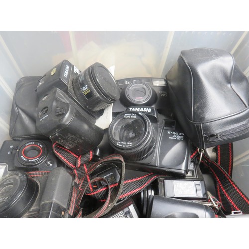 362 - LARGE BOX OF CAMERAS- 35MM