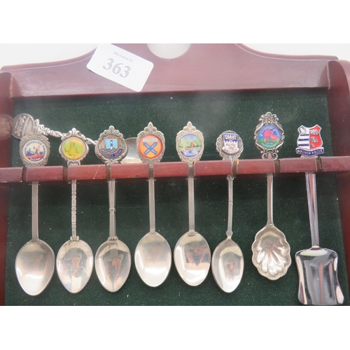 363 - 27 x COLLECTABLE SPOONS IN DISPLAY CASE