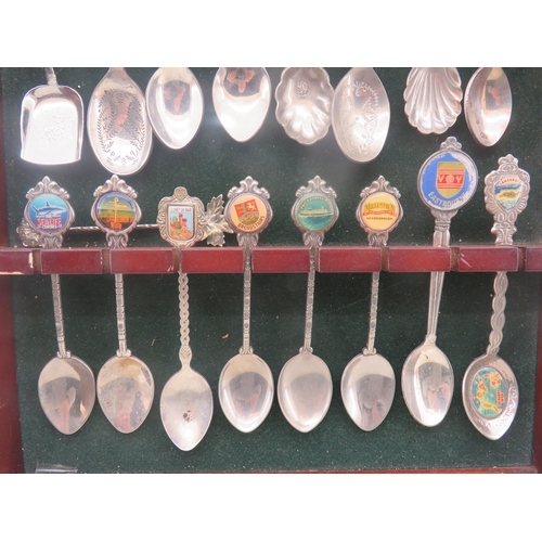 363 - 27 x COLLECTABLE SPOONS IN DISPLAY CASE