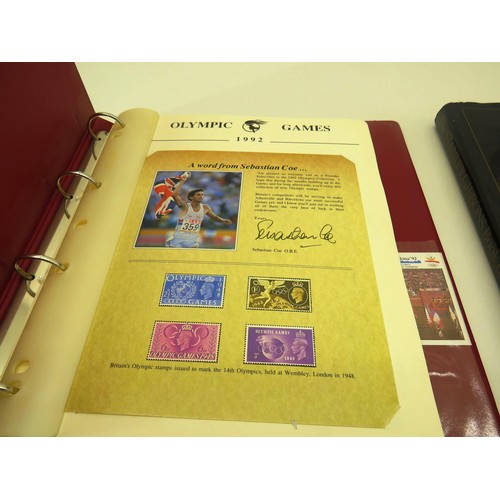 77 - OLYMPIC MASTER FILE ALBUM CONTAINS OLYMPIC SPECIAL EDITION STMAPS AND STANLEY GIBBONS BOOK OF STAMPS