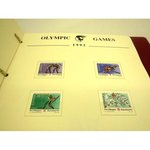 77 - OLYMPIC MASTER FILE ALBUM CONTAINS OLYMPIC SPECIAL EDITION STMAPS AND STANLEY GIBBONS BOOK OF STAMPS