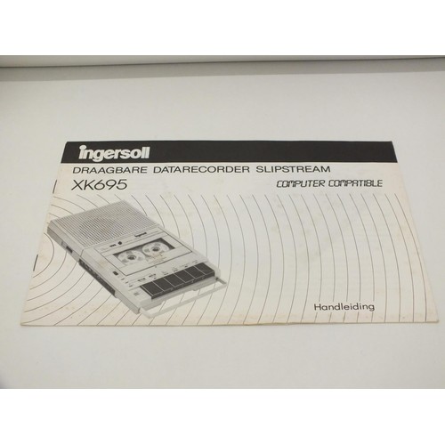 67 - INGERSOLL SLIM TYPE CASSETTE RECORDER XK695 IN ORIGINAL BOX- COMPUTER COMPATIBLE WITH INSTRUCTION BO... 