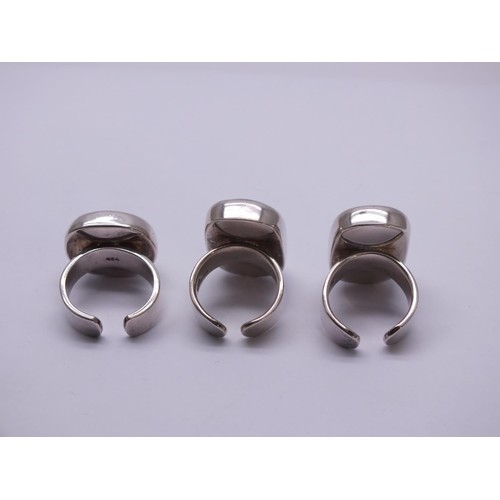 296 - 3 x ADJUSTABLE ITALIAN DICHROIC GLASS AND 925 SILVER RINGS