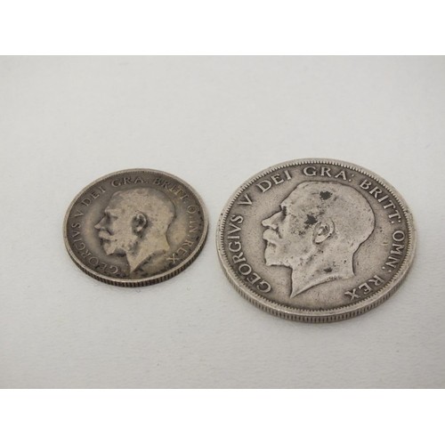 63 - 1918 SILVER HALFCROWN AND 1918 SHILLING