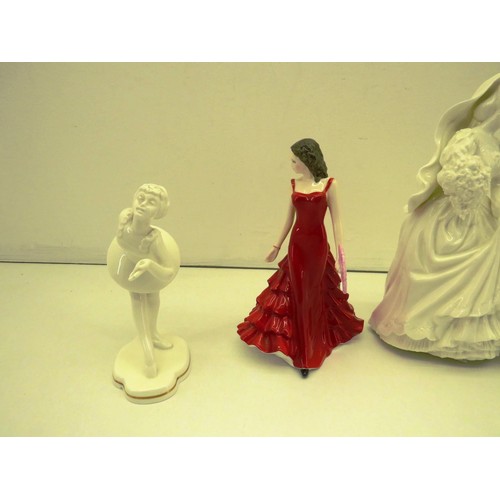 131 - 4 x ROYAL WORCESTER FIGURINES TO INCLUDE MOTHERING SUNDAY, THE WEDDING DAY, SOUBRETTE AND CRISTINA