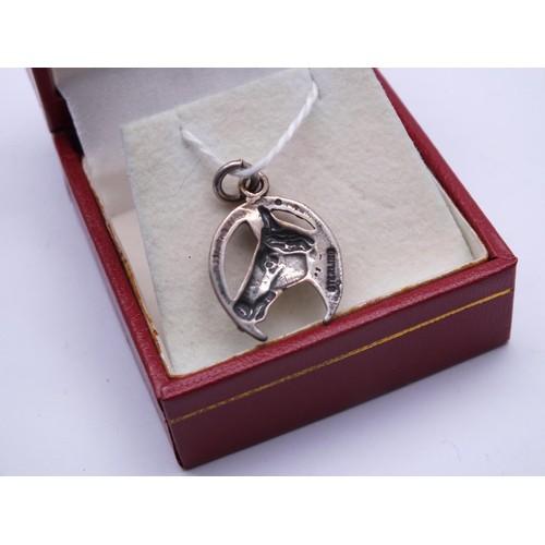 259 - 925 STERLING SILVER HORSE IN HORSESHOE CHARM/PENDANT