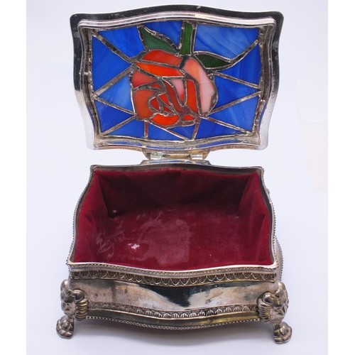 261 - RENNIE MACKINTOSH STAINED GLASS JEWELLERY BOX