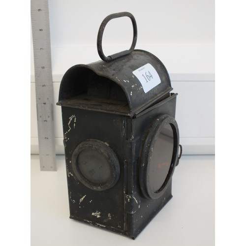 164 - VINTAGE BRITISH RAILWAY RAILROAD LANTERN WITH SHERWOODS BURNER