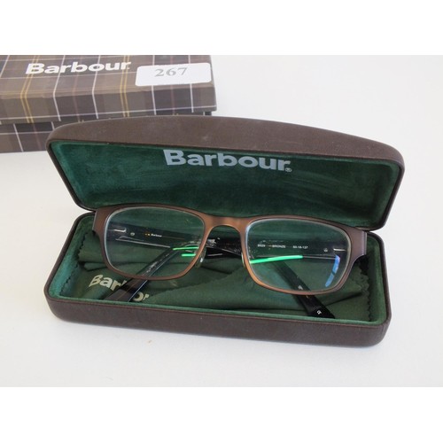 267 - GENUINE BARBOUR GLASSES WITH BOX AND CASE - PRESCRIPTION LENSES