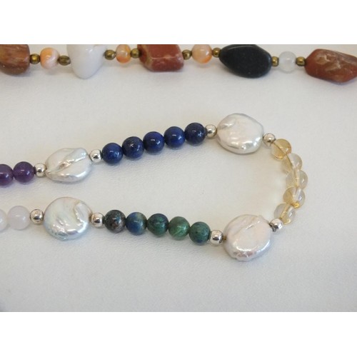 273 - THREE GEMSTONE NECKLACES INCLUDES CHAKRA NECKLACE