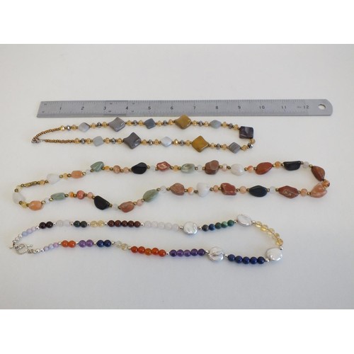 273 - THREE GEMSTONE NECKLACES INCLUDES CHAKRA NECKLACE