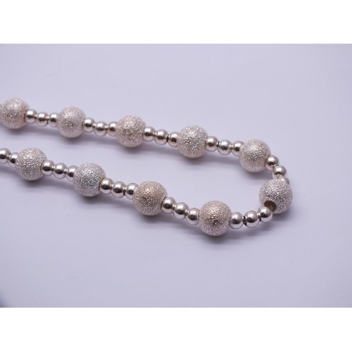 274 - 925 SILVER SPARKLE DUST BALL BEADED NECKLACE 18