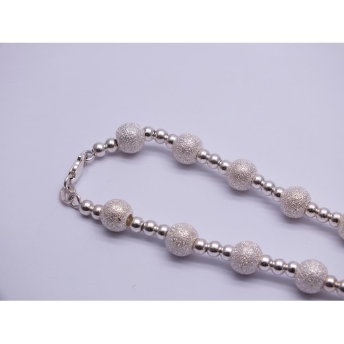 274 - 925 SILVER SPARKLE DUST BALL BEADED NECKLACE 18