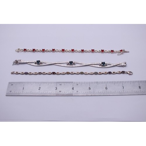 278 - 3 x 925 SILVER TENNIS BRACELETS