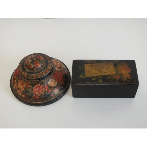 206 - 2 x PAPIER MACHE LIDDED BOXES