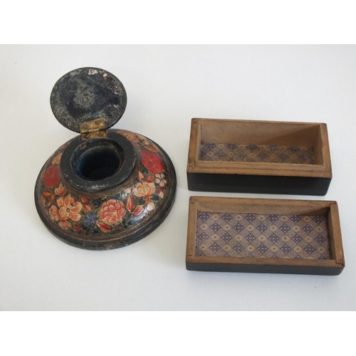 206 - 2 x PAPIER MACHE LIDDED BOXES