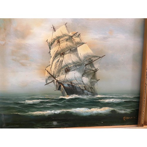 171 - JOBLOT OF ASSORTED PICTURES INCLUDES TWO SIGNED OIL ON CANVAS GALLEON SHIP PAINTINGS