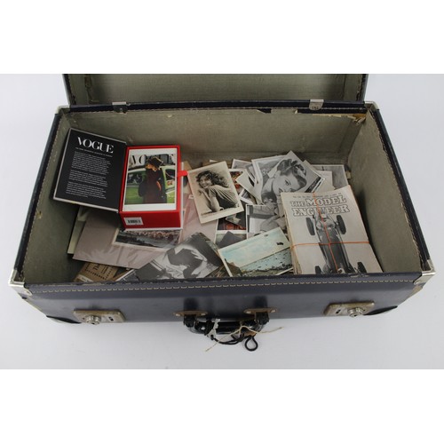 403 - Vintage Suitcase Jam Packed W/ Vintage Postcards Inc VOUGUE