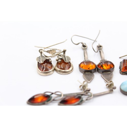 414 - X 6 .925 Amber Earrings (28g)