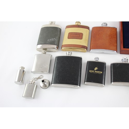 413 - 12 x Vintage BREWERIANA Hip Flasks Inc Leather, Pewter, Boxed Etc