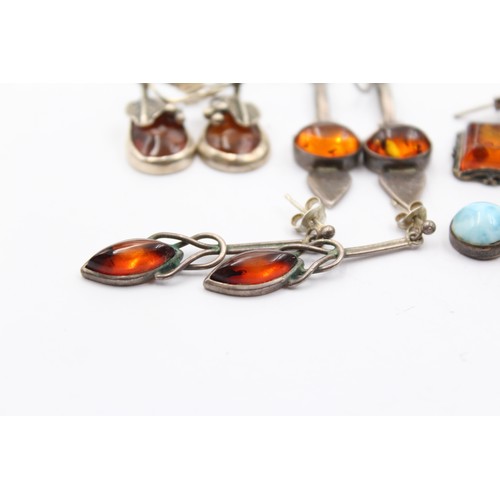 414 - X 6 .925 Amber Earrings (28g)