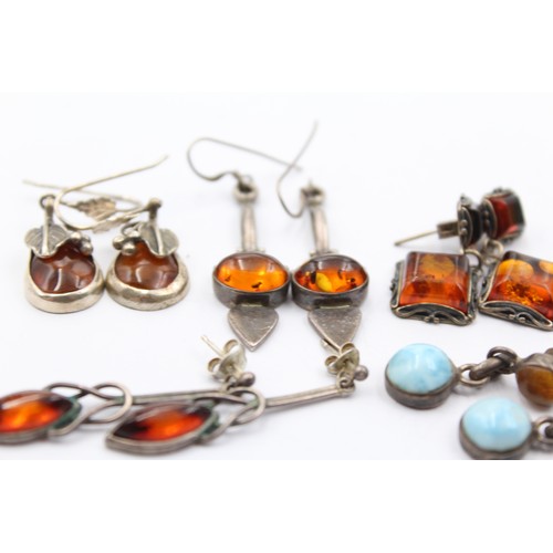 414 - X 6 .925 Amber Earrings (28g)