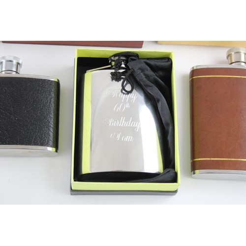 413 - 12 x Vintage BREWERIANA Hip Flasks Inc Leather, Pewter, Boxed Etc