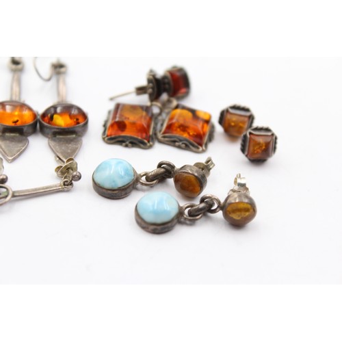 414 - X 6 .925 Amber Earrings (28g)