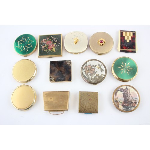 425 - 13 x Assorted Vintage COMPACT MIRRORS Inc Tower Bridge, Floral, Green Etc