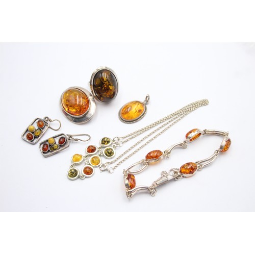 430 - X 6 .925 Amber Jewellery (45g)