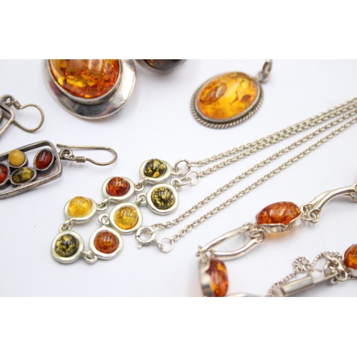 430 - X 6 .925 Amber Jewellery (45g)